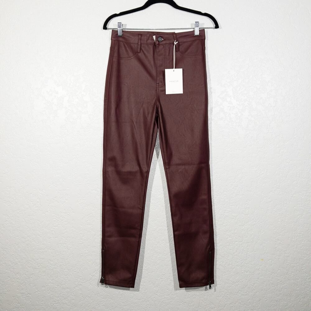 NWT KanCan Maroon High Rise Faux Leather Skinny Pants Size 5 /‎ 26